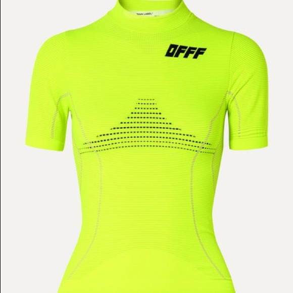 OFF-WHITE Neon Yellow Jaquard ‘SPORT’ Top - Picture 5 of 6